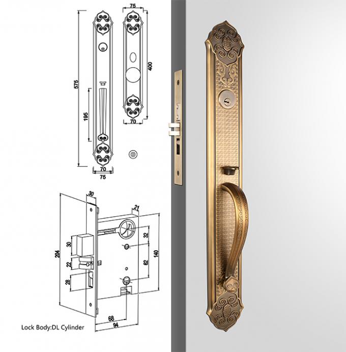 Antiker amerikanischer Standardzylinder-Eingang Handleset-Verschluss-Bronzehebel Locksets