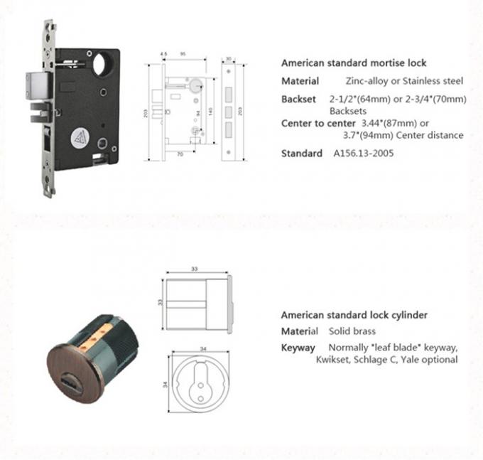 Antiker amerikanischer Standardzylinder-Eingang Handleset-Verschluss-Bronzehebel Locksets