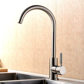 Durable Single Handle Kitchen Faucet Brushed Plated Finishing Simple Style