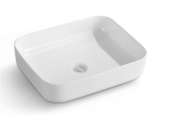 Modernes Bad Rechteckig über dem Schalter Weißes Keramikgefäß Vanity Waschbecken