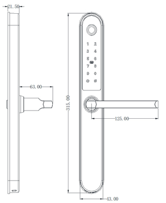 Komfortable Eingangstür kommerzielle Smart Lock 315*43*21mm 4pcs AA-Batterien