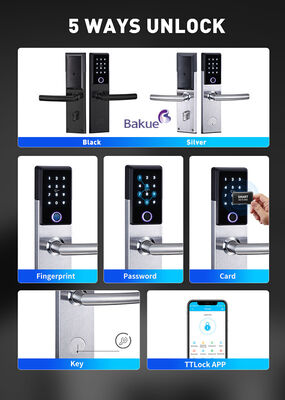 Bluetooth Feuerdicht Smart Door Lock Schwarz Silber mit Kartencode Fingerabdruck APP WLAN Bruttogewicht 285Kg Sicheres Eingangssystem