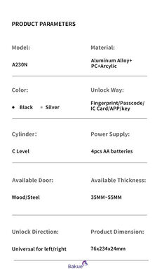 60 Minuten Bluetooth-Konnektivität Bluetooth-Türschloss mit 4 AA-Batterie-Zugangskontrollsystem für intelligente Gebäude