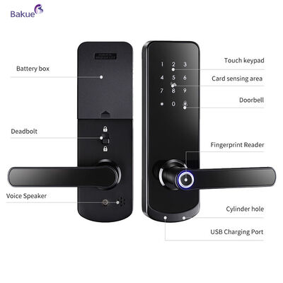 Feuerschutz 60min Passt Türdicke 38 bis 50mm 60min Feuerschutz Smart Door Lock mit WiFi eKey APP Fernbedienung Zugangsmanagement-Gerät